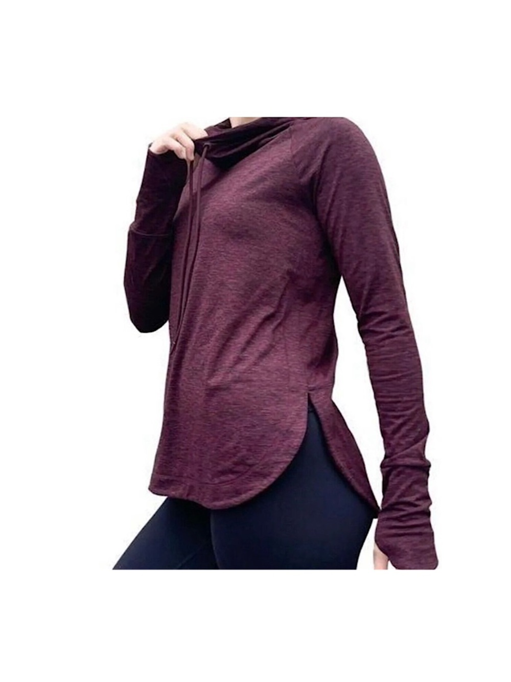 Athleta Uptempo Hoodie, Small, EUC,
Drawstring Red Maple Cowl Neck Round Hem